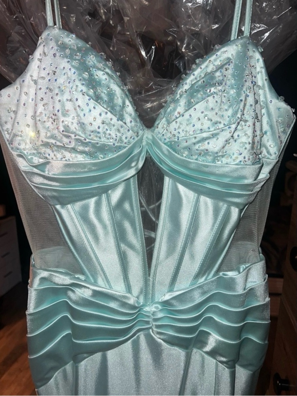 Light Blue Prom Dress with Front Slit - Picture 8 of 9